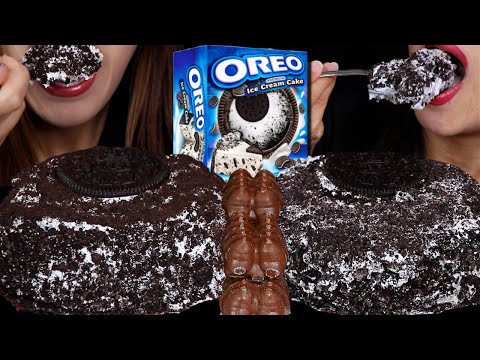 ASMR BIG OREO ICE CREAM CAKES 아이스크림 케이크 리얼사운드 먹방 ケーキ केक *BIG BITES* SOFT EATING SOUNDS MUKBANG