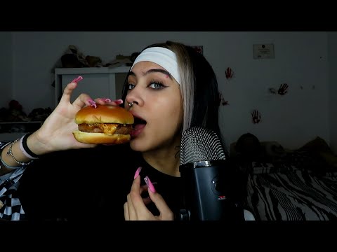 ASMR COMIENDO HAMBURGUESA MUKBANG (vegetariano)