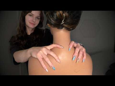 Massaging Your Neck, Shoulders, and Back (Dry & with Lotion) [ASMR]
