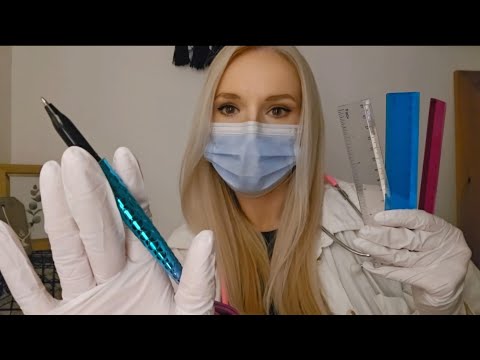 ASMR Measuring your face | face touching | up close semiaudible whispering | medical mask roleplay