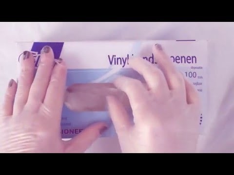 VINYL POWDERED GLOVES✋✋ LAYERING 💟👉   [[ASMR]]