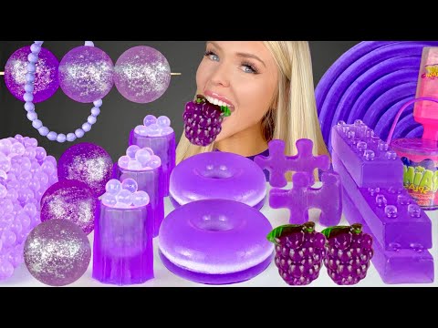 ASMR Purple Dessert, Puzzle Candy, Layered Jello Donut, Grape Jelly, Paint Splash Mukbang 먹방