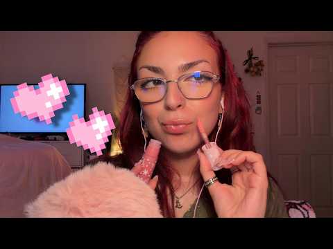 ASMR ☆ Lipgloss & Kisses! (wet mouth sounds, personal attention)