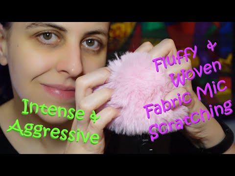 ASMR Intense & Aggressive Mic Scratching With Fluffy Cover & Woven Inside - Scratchy Head Massage