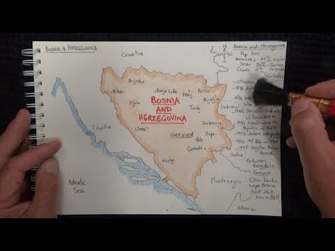 ASMR - Drawing a Map of Bosnia and Herzegovina - Australian Accent - Chewing Gum & Quietly Whisper