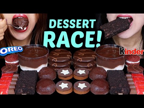 ASMR LEFTOVER DESSERT RACE! CHOCOLATE PROFITEROLES, MOCHI ICE CREAM, RED VELVET OREO, JEWEL JELLY 먹방