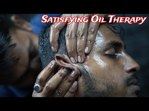 Satisfying Oil Head Massage Therapy With Neck Cracking | ASMR Head Scratching With Lots Of Oil