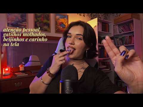 ASMR | CARINHO E GATILHOS MOLHADOS ✨☺️ Spit painting, beijos, atenção pessoal..