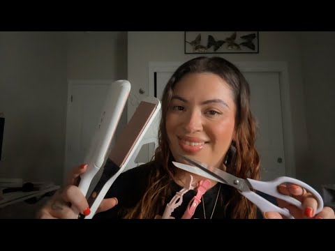 ASMR| Haircut 💇🏻‍♀️+Hair straightening- applying hair products 🫶🏻 (personal attention)