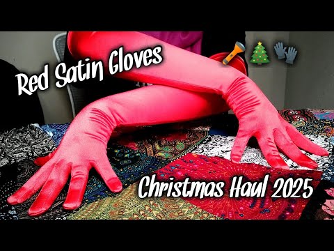 Red Satin Gloves ASMR 🔦 Christmas Haul 2025 🎁 Light Triggers & Soft Speaking