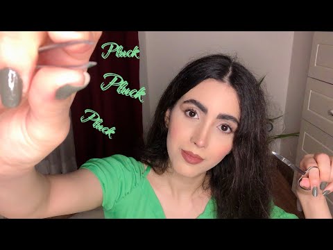 ASMR | Eyebrows Plucking,Shaping,Cutting & Brushing (Tweezers & Scissors Sounds)💚