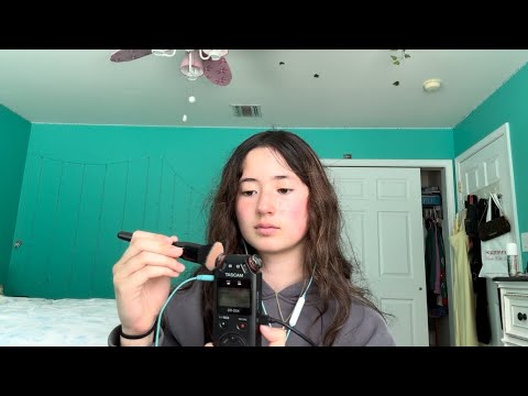 Asmr- random triggers from my sisters vanity w/ Tascam mic