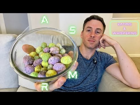 ASMR Eating & Whispers - Frozen Candy Grapes (Intense Chewing & Swallowing Sounds)