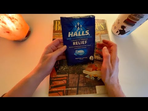 Whisper ASMR Chit Chat and Magazine Flip Through with Throat Lozenge