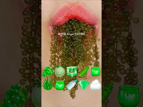 @AngelEATING777 asmr (GREEN FOODS) EMOJI FOOD HONEY ICE JELLY 초록색 이모지 먹방 꿀 얼음 젤리 eating sounds