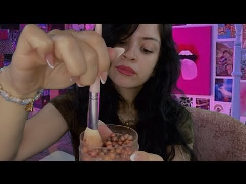 ASMR Doing Your Makeup (fast & aggressive + gum chewing)