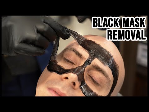 BLACK MASK APPLICATION and REMOVAL 💈 TRADITIONAL BARBER 💈 ASMR no talking