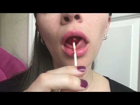 ASMR WATERMELON LOLLIPOP Charms Blow POP BUBBLEGUM bubble blowing satisfying mouth sounds