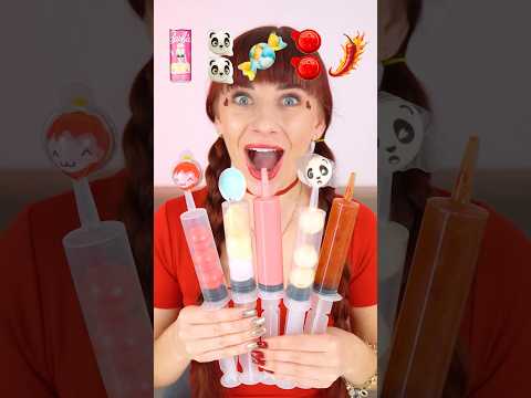 ASMR Jelly Shooter Gummy Balls Candy Emoji Challenge  #mukbang