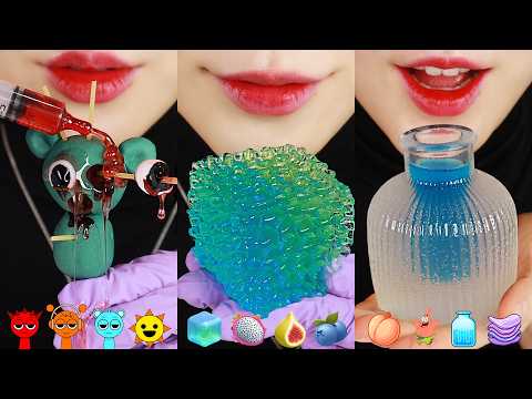 EMOJI MUKBANG ASMR COMPILATION FOR 22MINUTES SPRUNKI FOOD, MUSIC CANDY, FUNNY JELLY, WAX CANDY ASMR