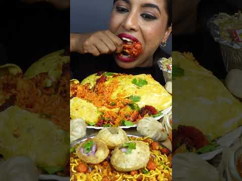 ASMR Eating Spicy Dragon Chicken Curry,Momos,Bhel Puri,Fried Rice,Egg Big Bites ASMR Eating Mukbang