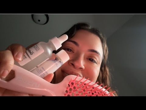 ASMR| Friend helps you get ready for bed (You have 2 broken arms)-  skincare & hair brushing