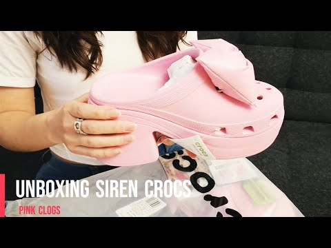 Unboxing and Try On pink Crocs Siren Clogs High Heel Shoes with Walk