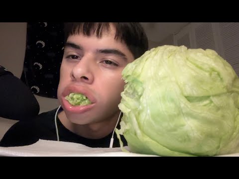 ASMR eating a whole lettuce head MUKBANG