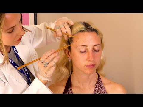 ASMR soft spoken post transplant hair exam | gentle hairline and nape mirco attention for sleep ✨