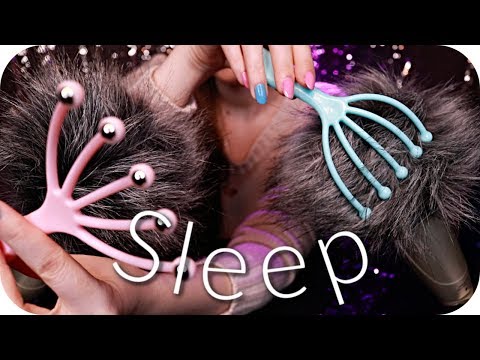 ASMR DEEP Brain & Scalp Massage for Sleep 💤 (NO TALKING) Fluffy Mic Ear Brushing & Head Scratching