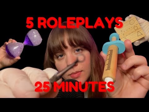 5 ASMR Roleplays in 25 Minutes (Cranial, Haircut, Eye Exam, Piercings, Makeup) - Compilation