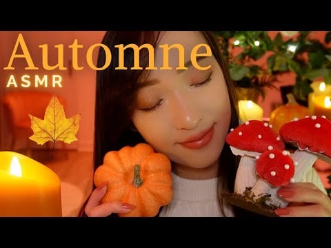 ASMR 🍁 Spécial Automne 🍄 Pomme de pin, potiron, bois, champignons, pluie...