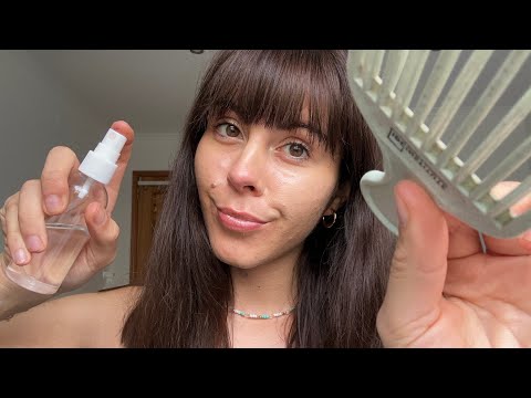 ASMR tingly hair & scalp attention ☁️ ✨sleep inducing hair brushing & scalp treatment