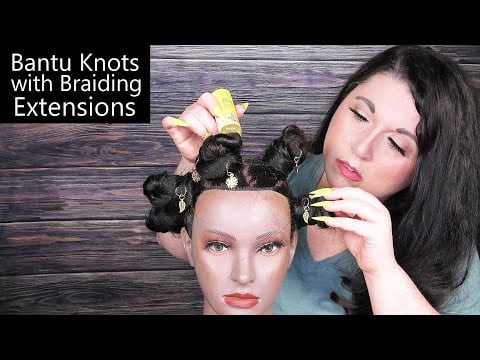 ASMR Bantu Knots with Braiding Extensions Hairstyle (Hair Play, Whispering) Hair Salon Roleplay