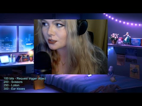 FIRST ASMR *.* Ear Kissing, Wet Mouth Sounds, Massage, Whispering, Lotion, Water in a Jar *.*