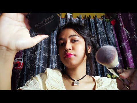 FAST ASMR~APPLYING COMPACT ON YOUR OILY FACE (Brushing Camera Lens)