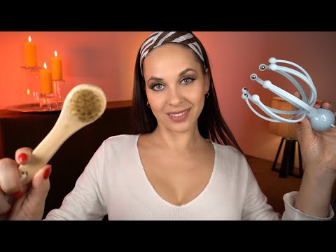 ASMR super tingly head and deep tissue neck massage + rain sounds