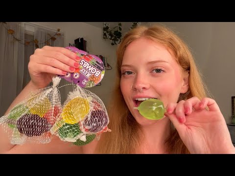 ASMR~EATING BURSTING JELLIES + ANOTHER SNACK 🍇🍓🍍🍏🍫