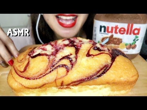 ASMR Nutella + Red Velvet Marble Loaf Eating Sounds