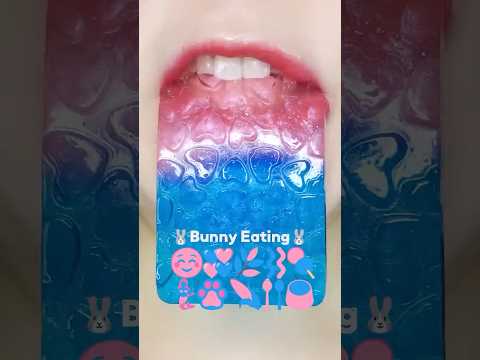 💙Blue & Pink🩷 Jelly Eating ASMR MUKBANG 젤리 이모지 먹방 (sped up)