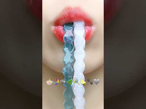 Asmr Eating Jelly Wax Candy Honey Gummy Ball Emoji Food 🐾🍋‍🟩🌿 #meoasmr #mukbang #satisfying