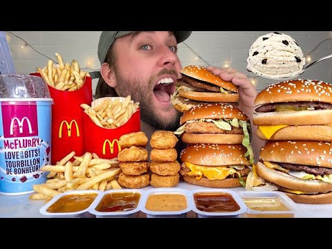 ASMR MOST POPULAR FOOD AT MCDONALDS* MCCHICKEN, DOUBLE QUARTER POUNDER, BIG MAC, NUGGETS MUKBANG 먹방