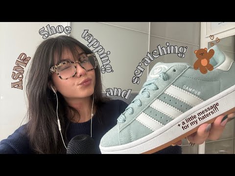 ASMR 🧸 🛌 Fast shoe tapping and scratching with long nails + rambling about the previous video...