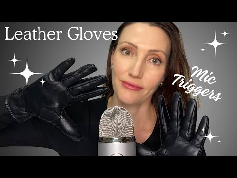 Leather Gloves Bare Mic Triggers 🎤 Gripping, rubbing, tapping, hand sounds... | NO Talking ASMR 🤫😌