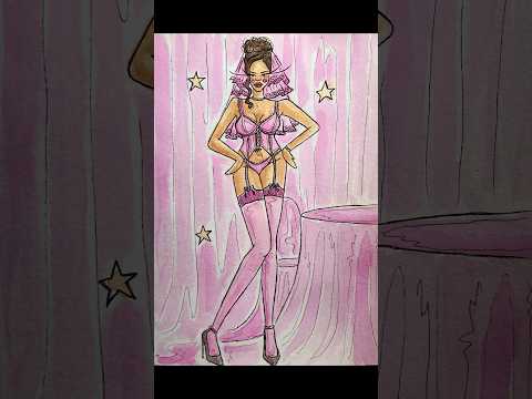 Drawing Rihanna in her new bridal lingerie collection 🎀 #art #fashion #sketch
