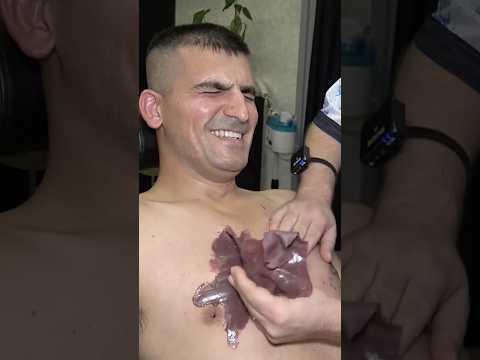 💈Painful Chest, Belly, Armpit, And Nose Wax #asmr #cracks #razorshave #wax #massage #barber #earburn