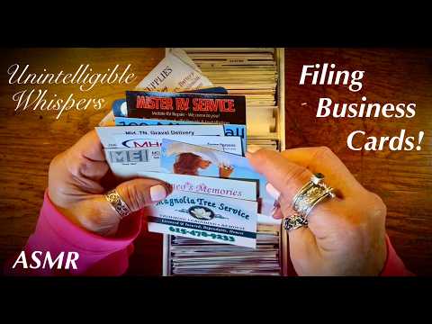 ASMR Business Card Filing! (Unintelligible Whispers) Organizing & Sorting Card Stock!
