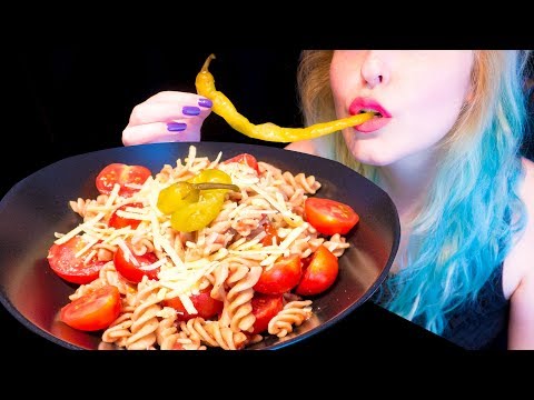 ASMR: Super Easy Tomato Fusilli Pasta w/ Pickled Peppers ~ Relaxing Eating Sounds [No Talking|V] 😻