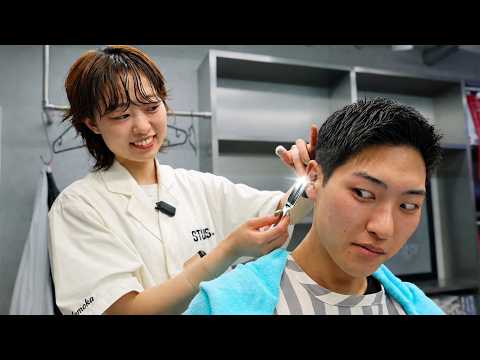 💈(ASMR) Complete Japanese Barbering with Lady Barber Momoka: Scissors, Shave, Shampoo & Massage