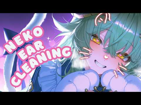 Nya~ Stray Catgirl Cleans Your Ears【3DIO ASMR】💚Ear cleaning & Close Whisper Onomatopoeia